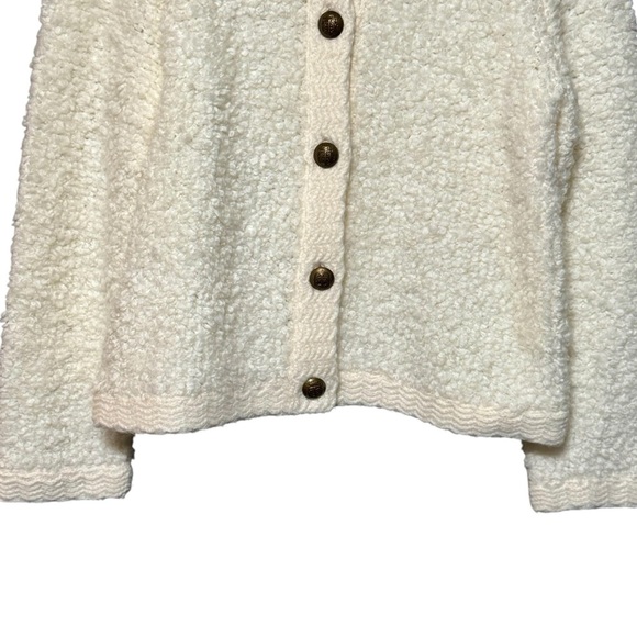 Talbots Wool Blend Ivory Plush Boucle Button Down Sweater Cardigan - Picture 4 of 11